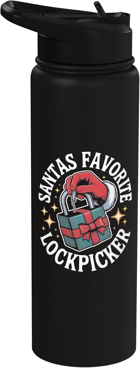Botella de agua aislada acero inoxidable para entusiasta de lockpick navideño