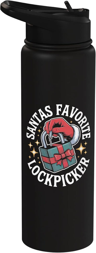 Botella de agua aislada acero inoxidable para entusiasta de lockpick navideño