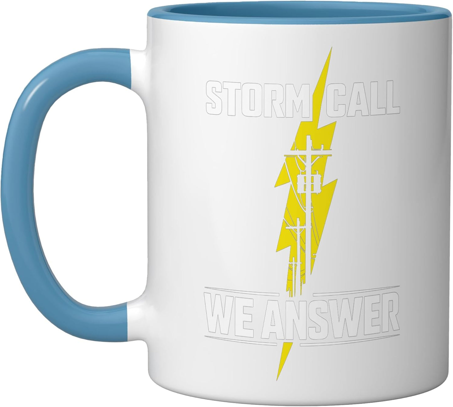 Taza Cerámica Alta Voltaje para Trabajador Eléctrico Azul Blanco