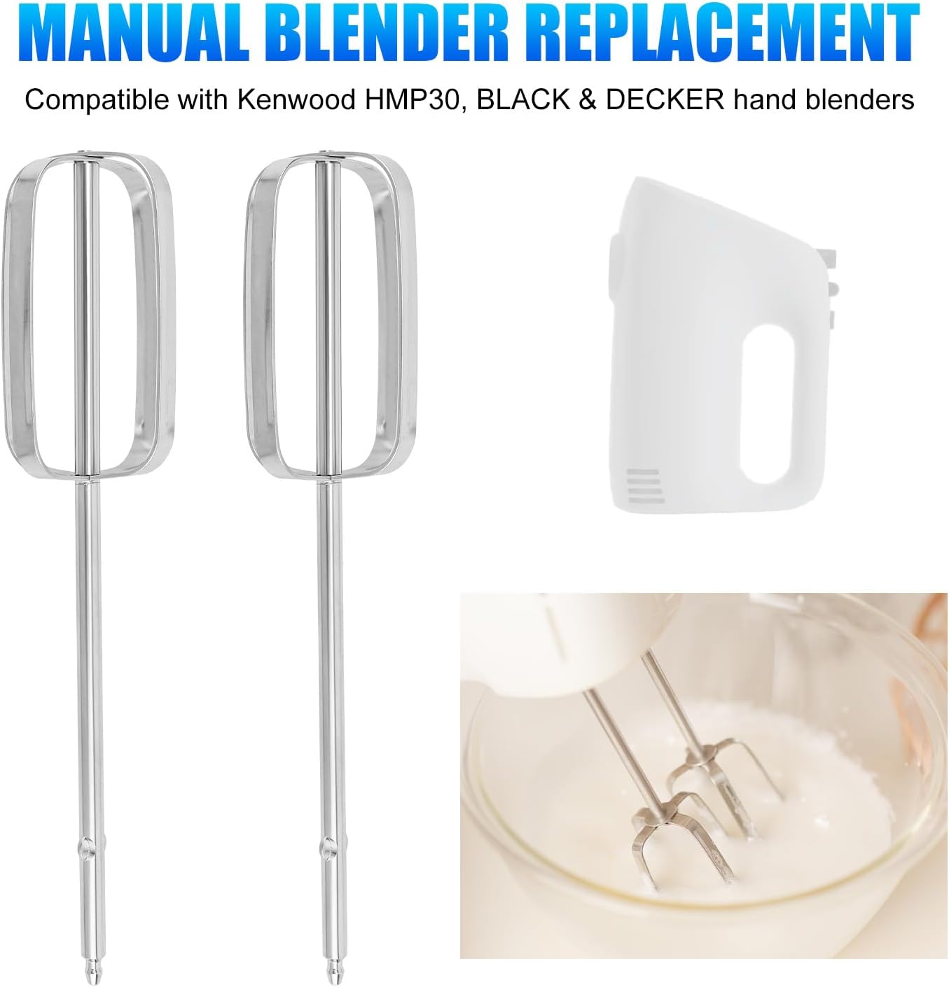 2 Pzas repuesto batidor acero inox BLACK & DECKER Kenwood