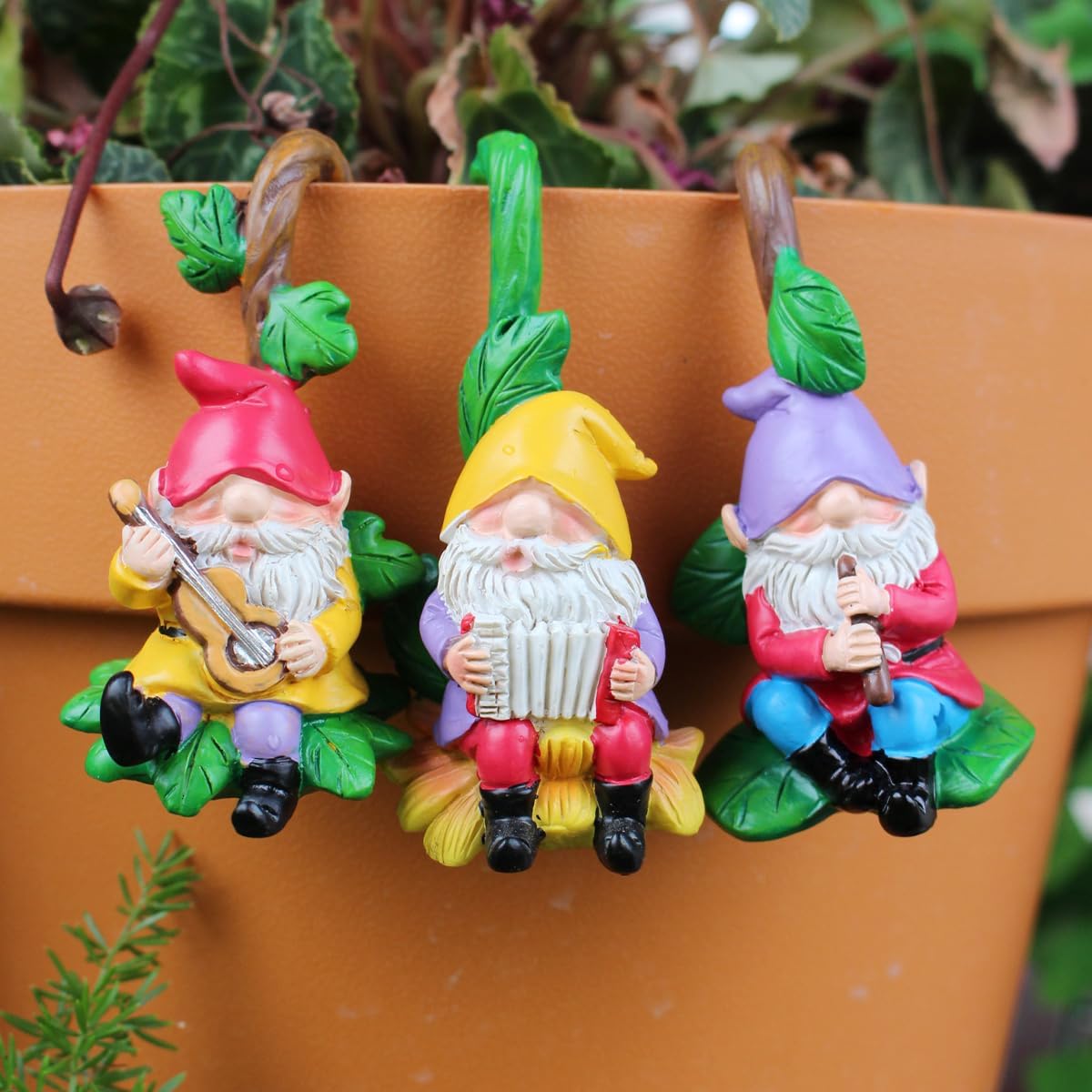 3 Pzas Gnomos Decoración Jardín Resina Estatua