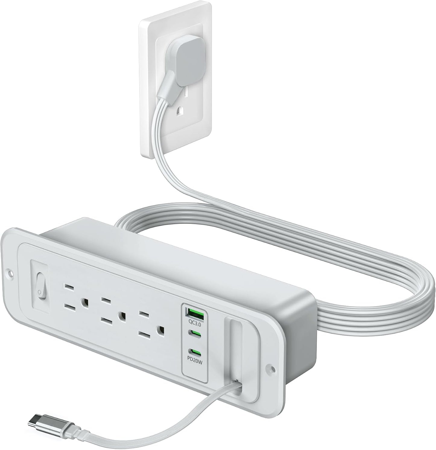 Regleta USB C retráctil 2 PD 20 W mesa auxiliar