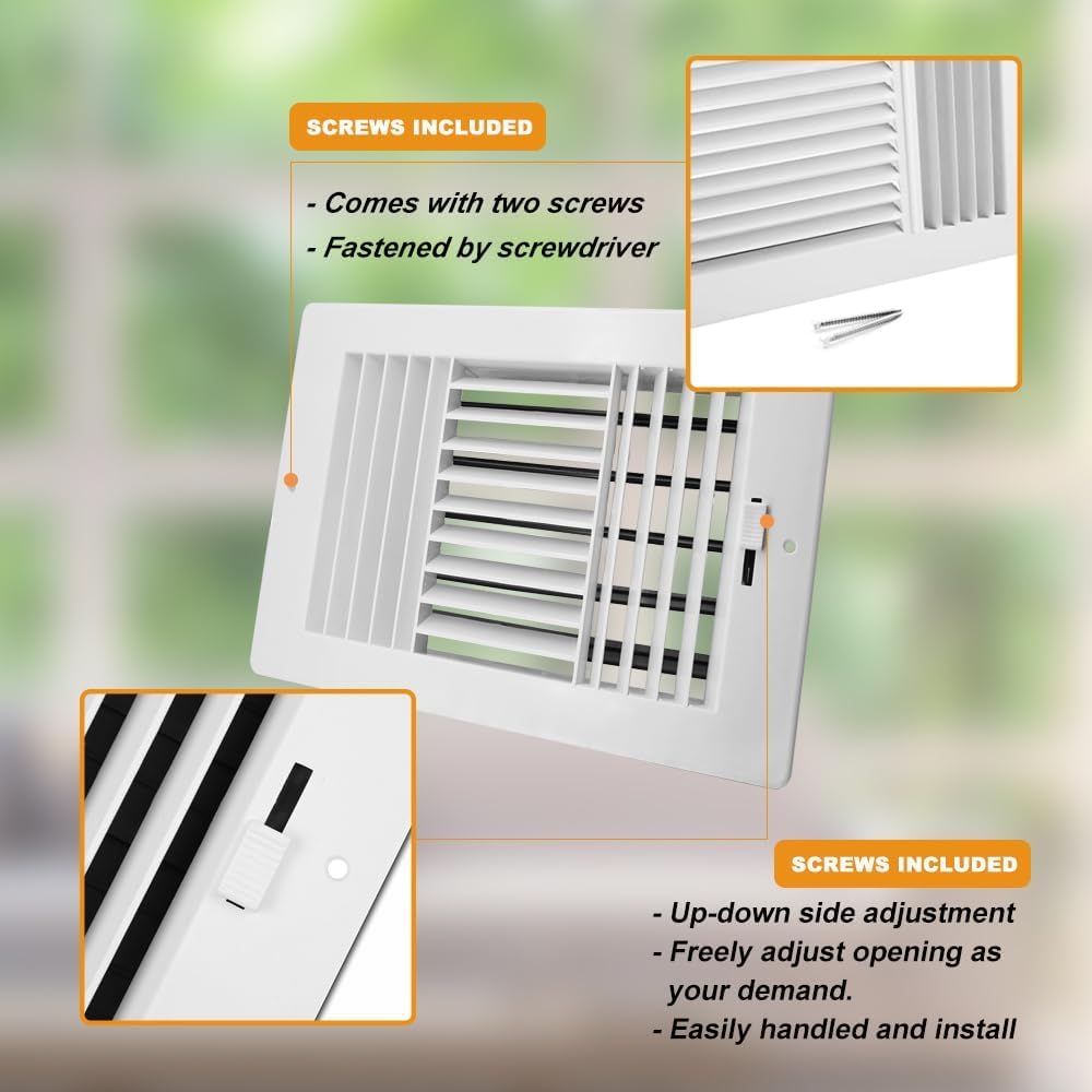 2 Rejillas Ventilación Techo 10x8pulg Plástico Ajustable