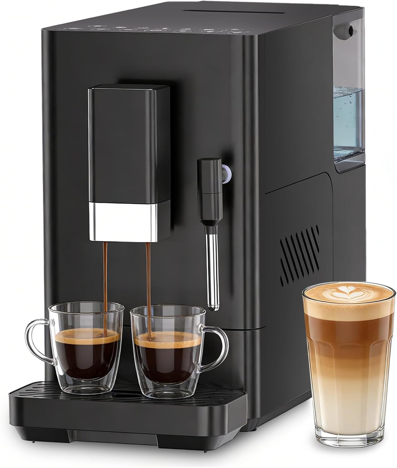 Máquina Espresso 20 Bar Con Molinillo Espumador Leche Negro