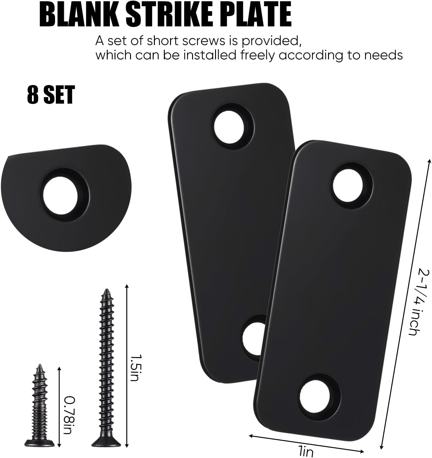 Set 8 placas cubierta orificio puerta acero inox negro