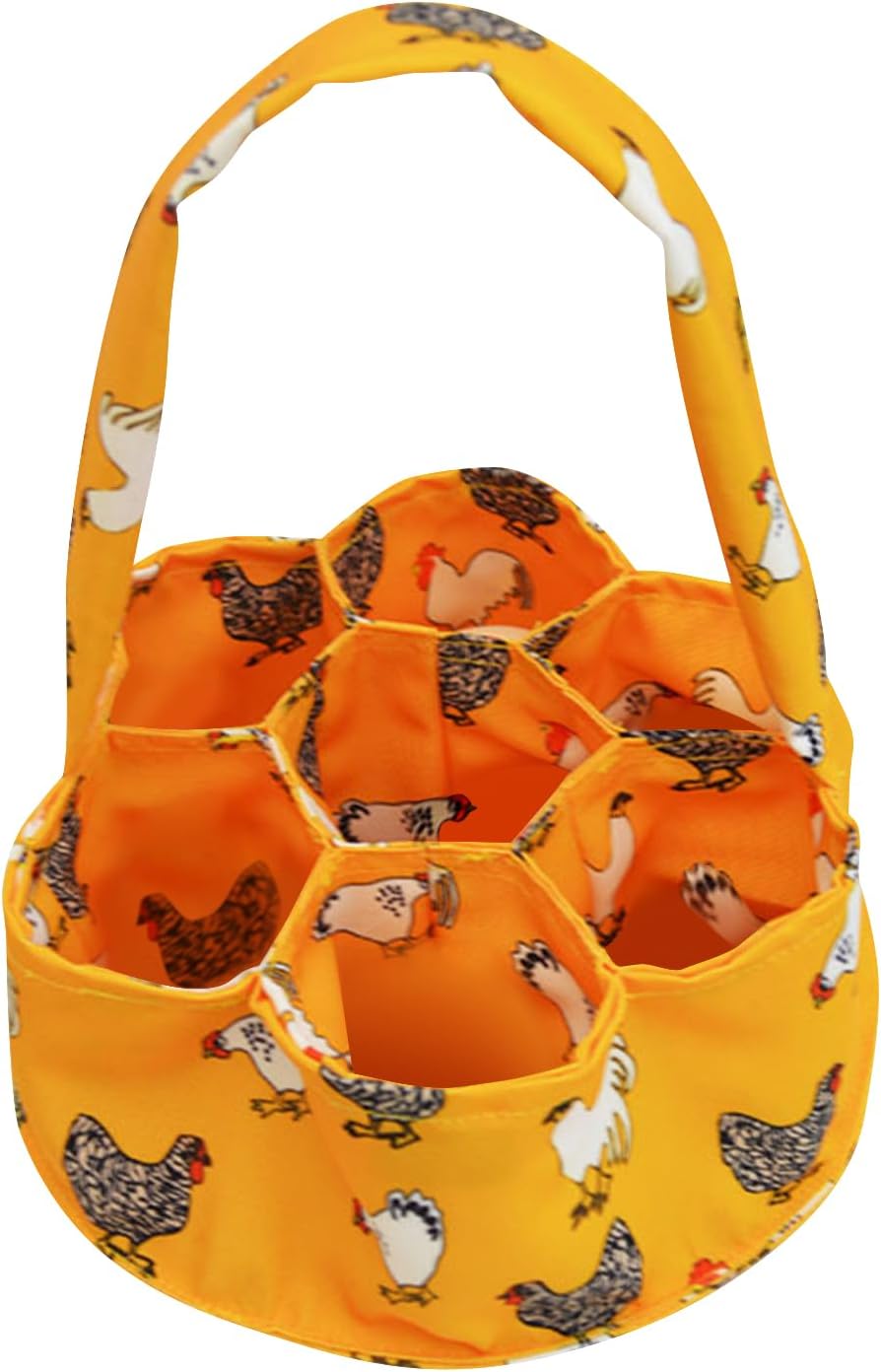Cesta huevos lona 7 bolsas mango extendido huevos frescos
