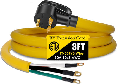 Cable repuesto 3 clavijas NEMA TT-30P 30A 125V RV ETL 3pies