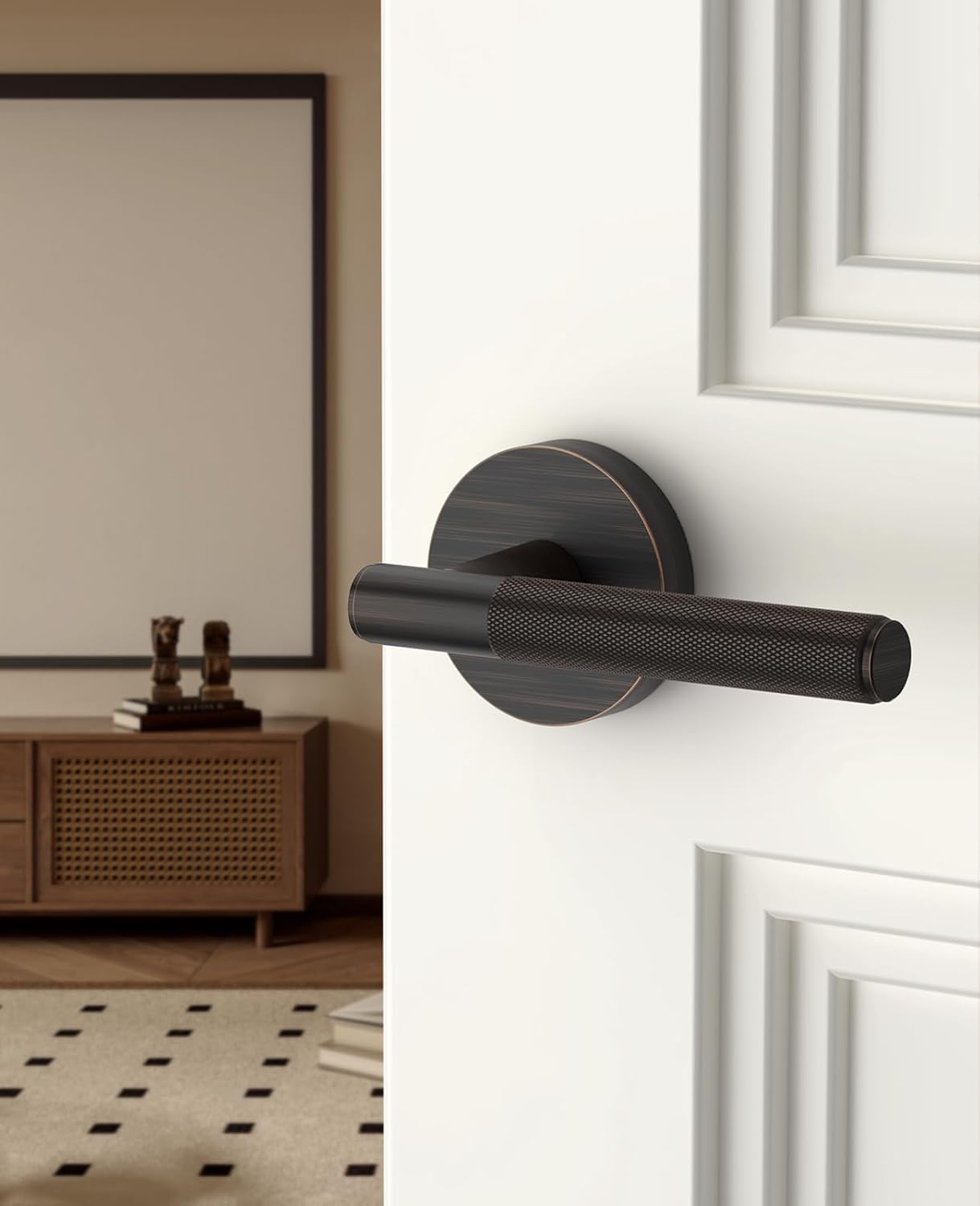 Manija puerta bronce aceitado para dormitorio o baño