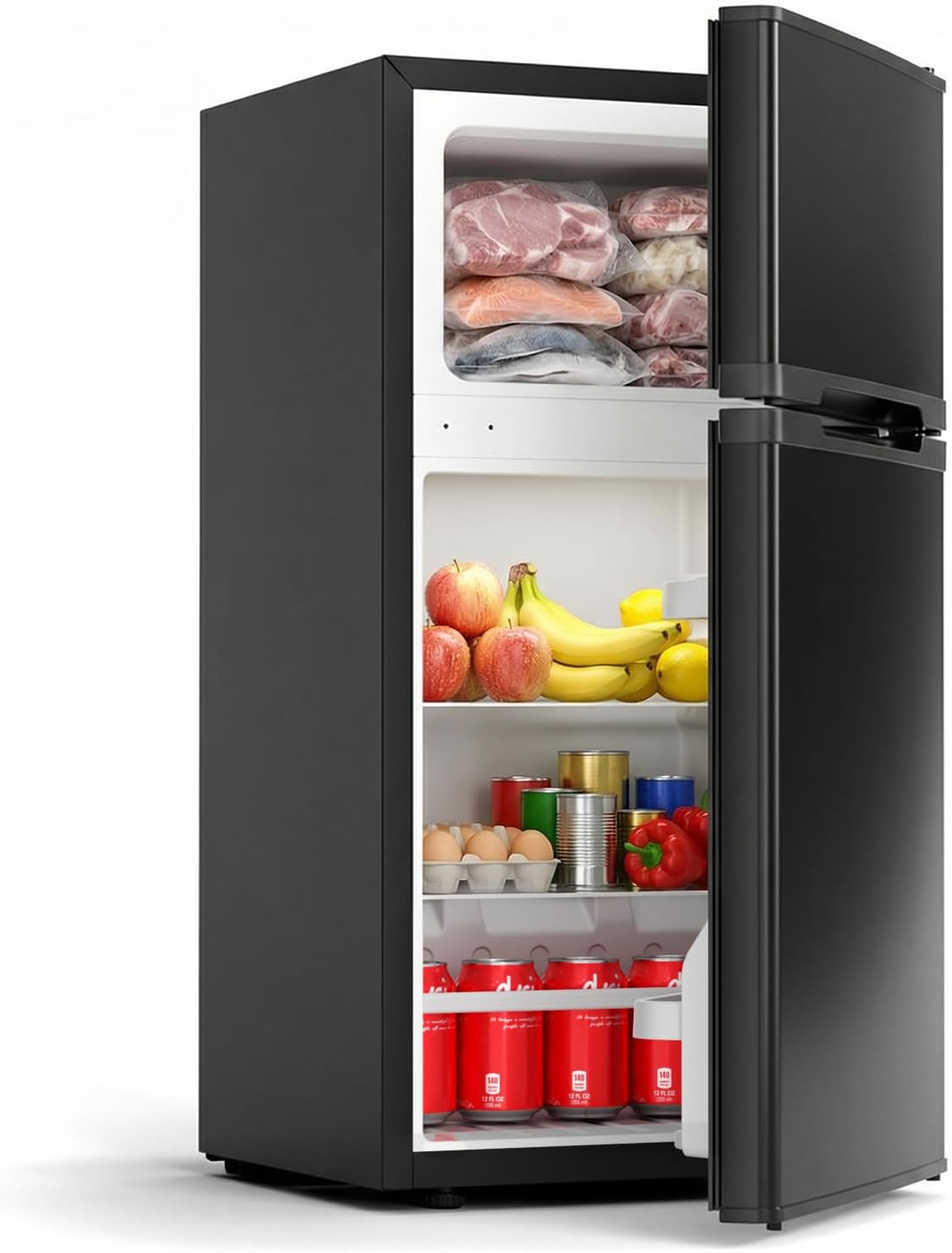Refrigerador dormitorio 2.5pies cúbicos doble puerta negro