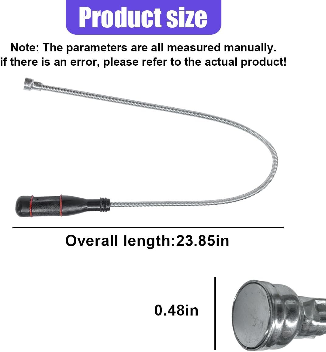 Barredora magnética flexible 24pulg para llaves y tornillos