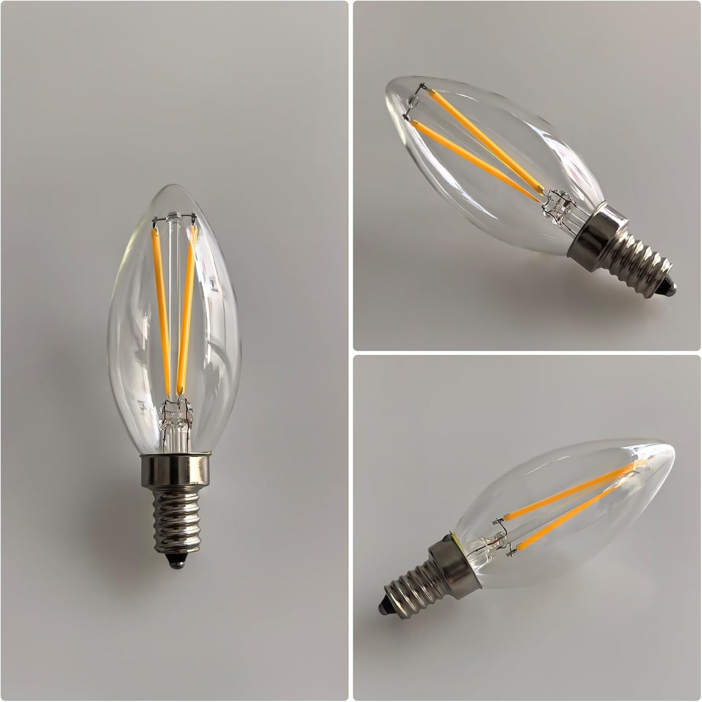 Bombilla LED B11 E12 filamento 2700K vidrio transparente