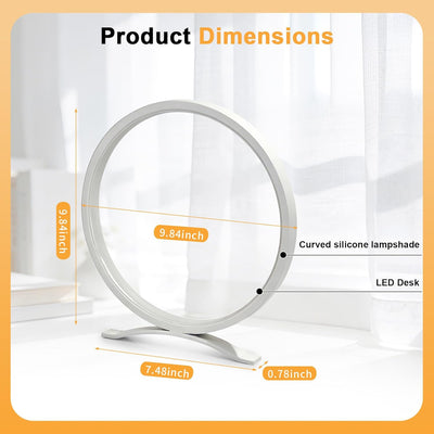 Lámpara mesa circular LED regulable 3 temperaturas dormitorio