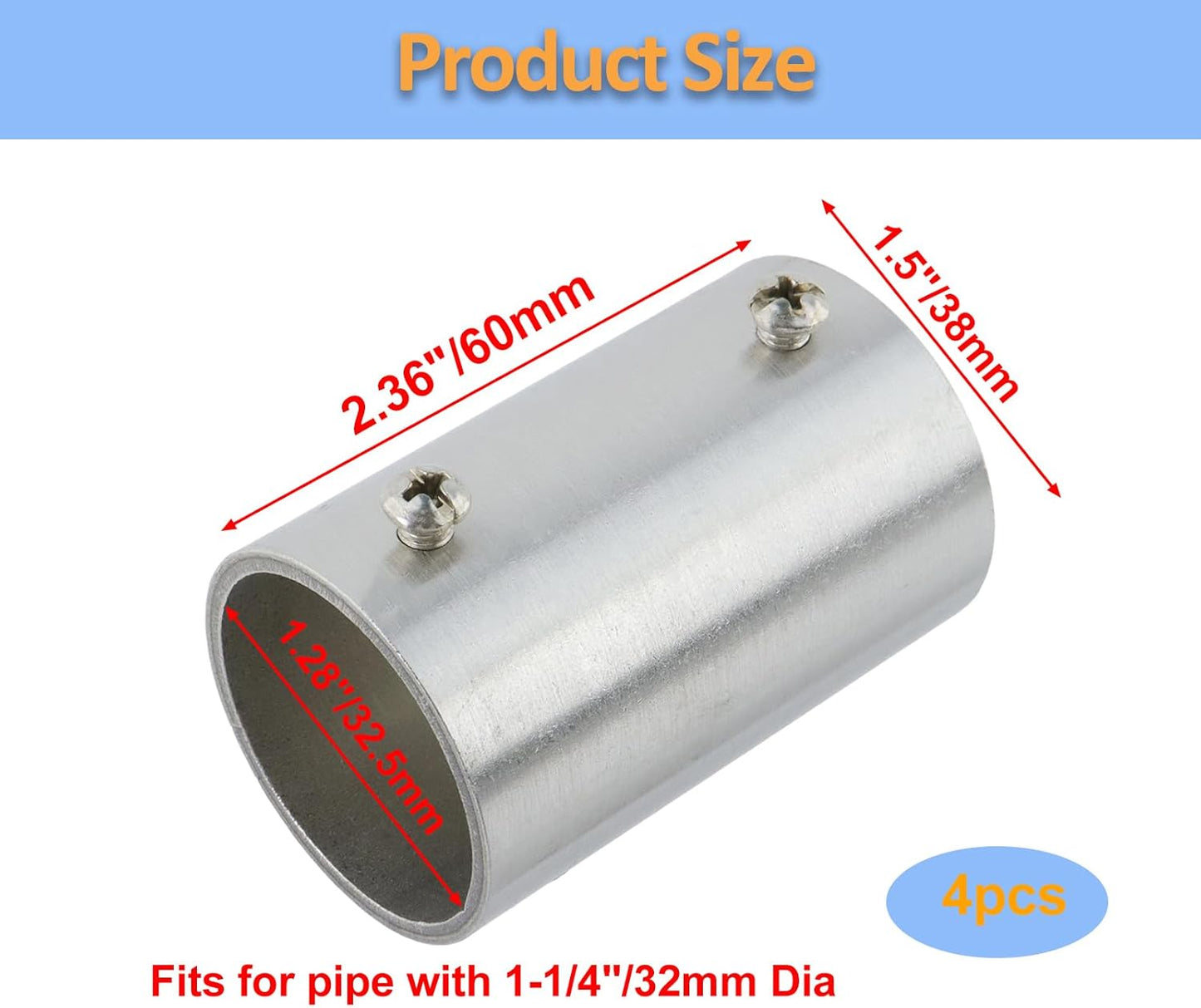 Conector tubería recta 1-1/4 pulg acero inox 2 vías