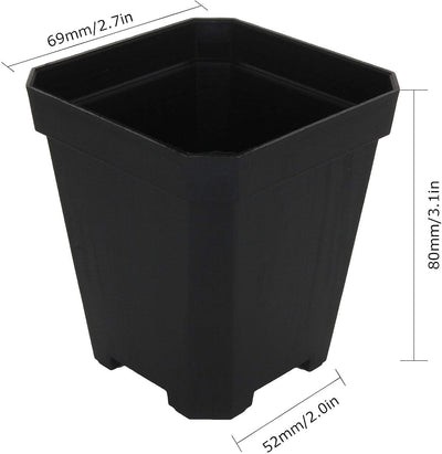 60 Macetas Cuadradas Plástico Negro 3pulg Interiores Exteriores