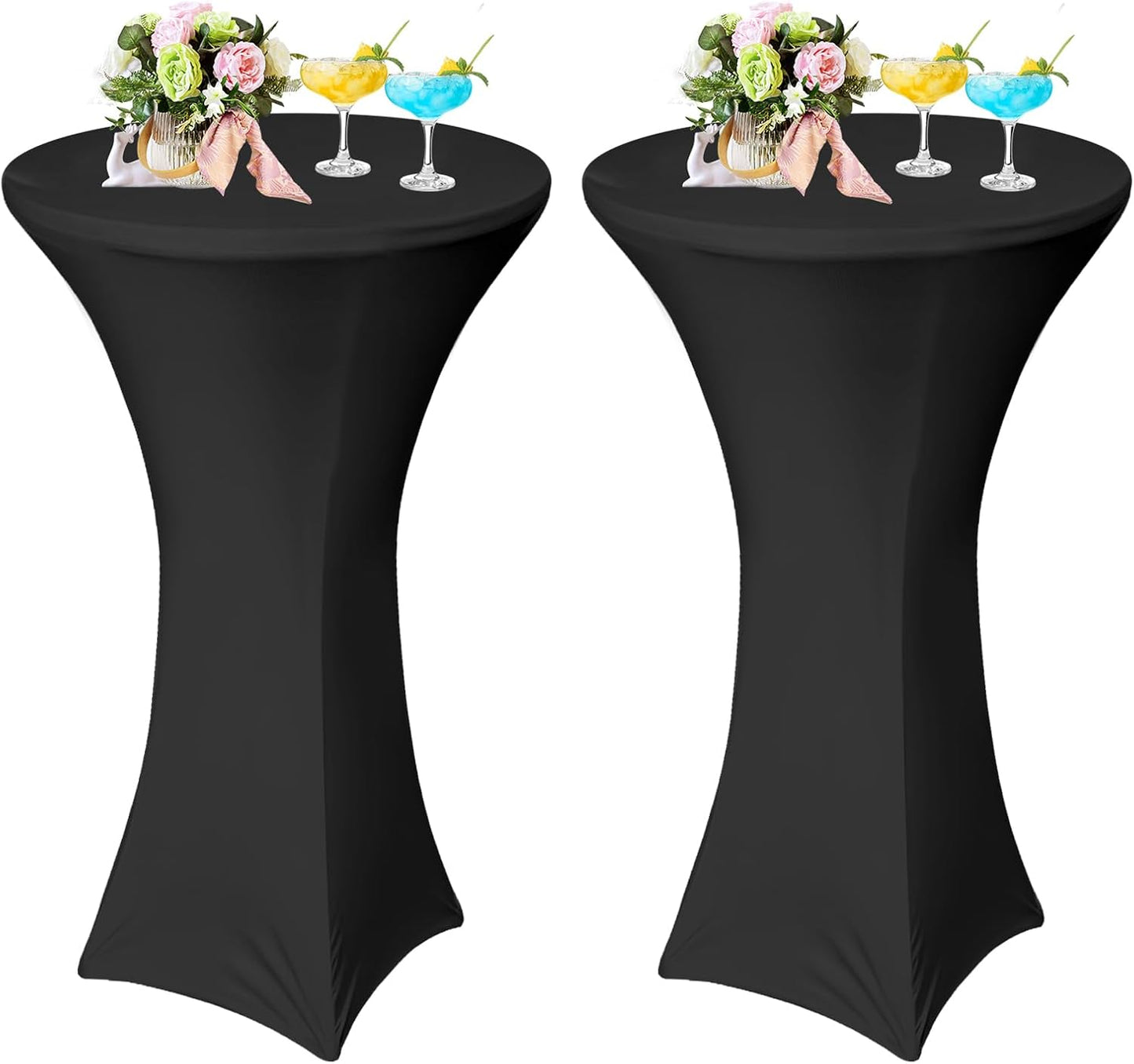 Paquete de 2 fundas elásticas de elastano para mesa de cóctel color negro 32"