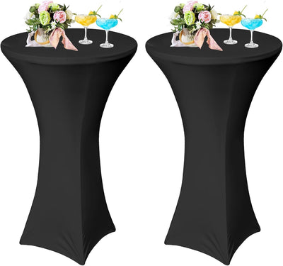 Paquete de 2 fundas elásticas de elastano para mesa de cóctel color negro 32"