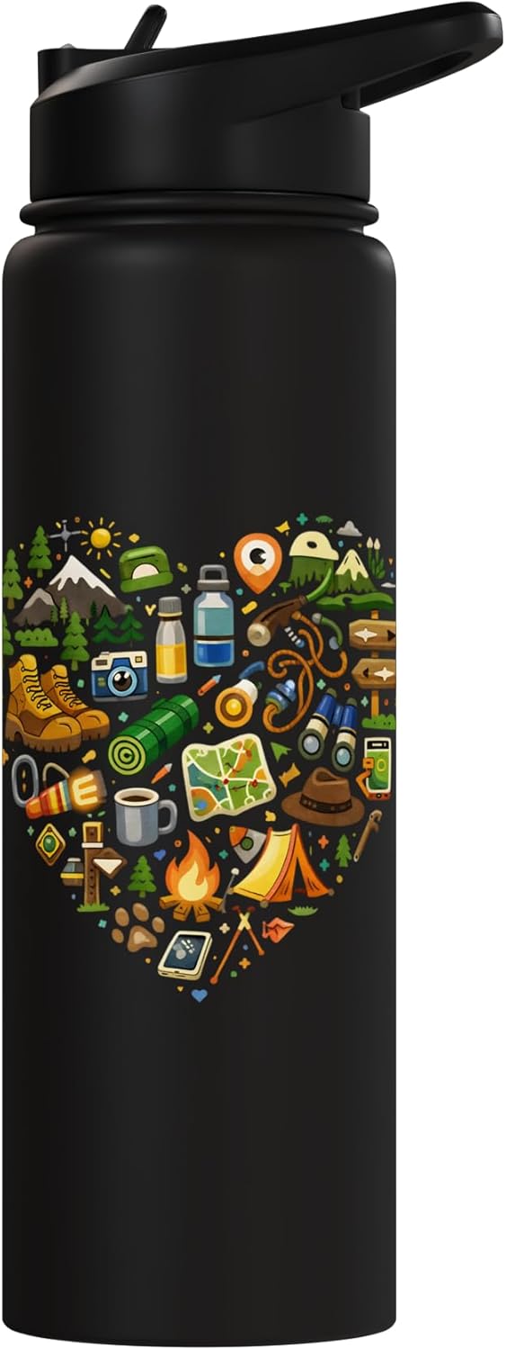 Bottella de agua acero inoxidable aislada para aventura al aire libre