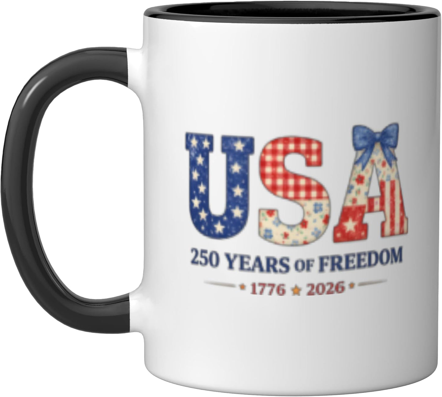 Taza Cerámica Aniversario 250 Años EE.UU. Negro/Blanco