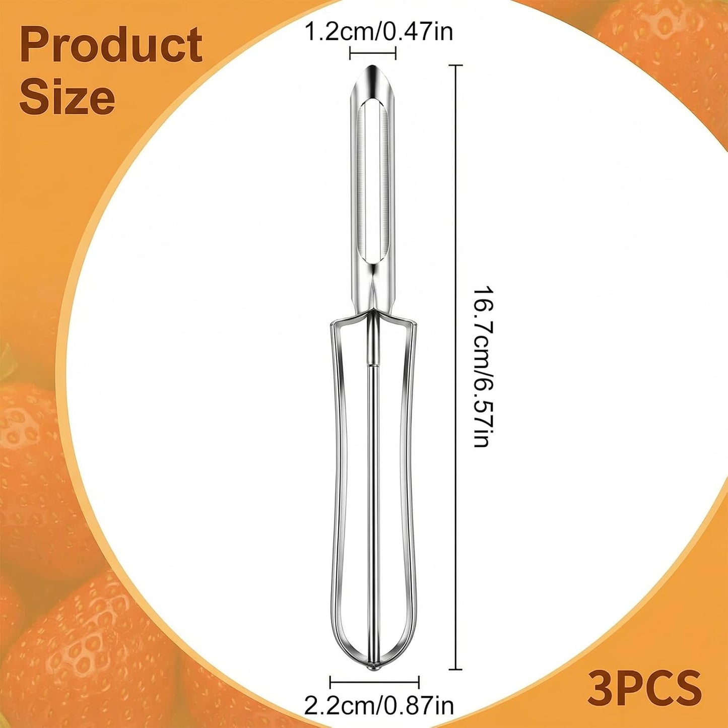 Pelador giratorio 3 pzas acero inox para papa zanahoria fruta