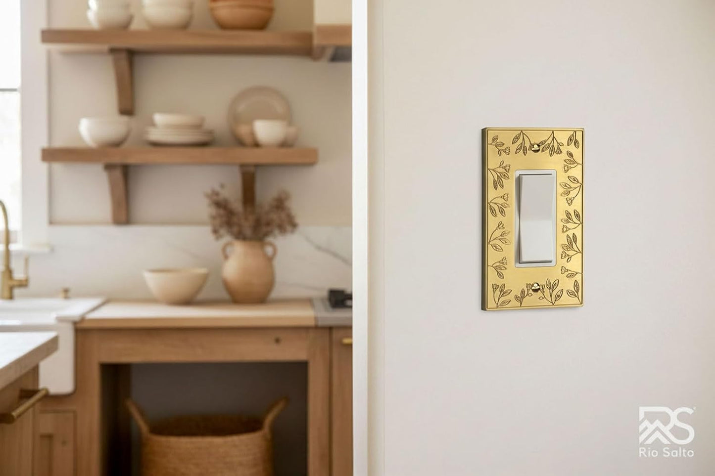 Cubierta placa pared decorativa con flores dorado 8PK