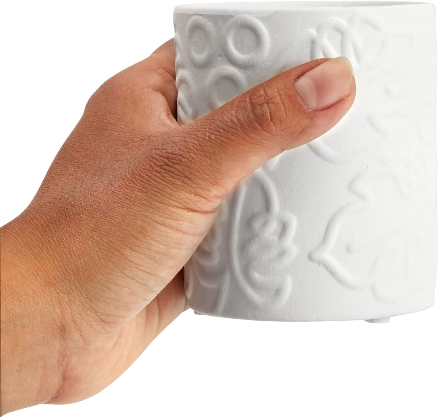 Juego 4 macetas sin pintar con drenaje 3x3x4pulg blanco