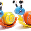 Juego 2 decoración metal jardín caracol amarillo naranja
