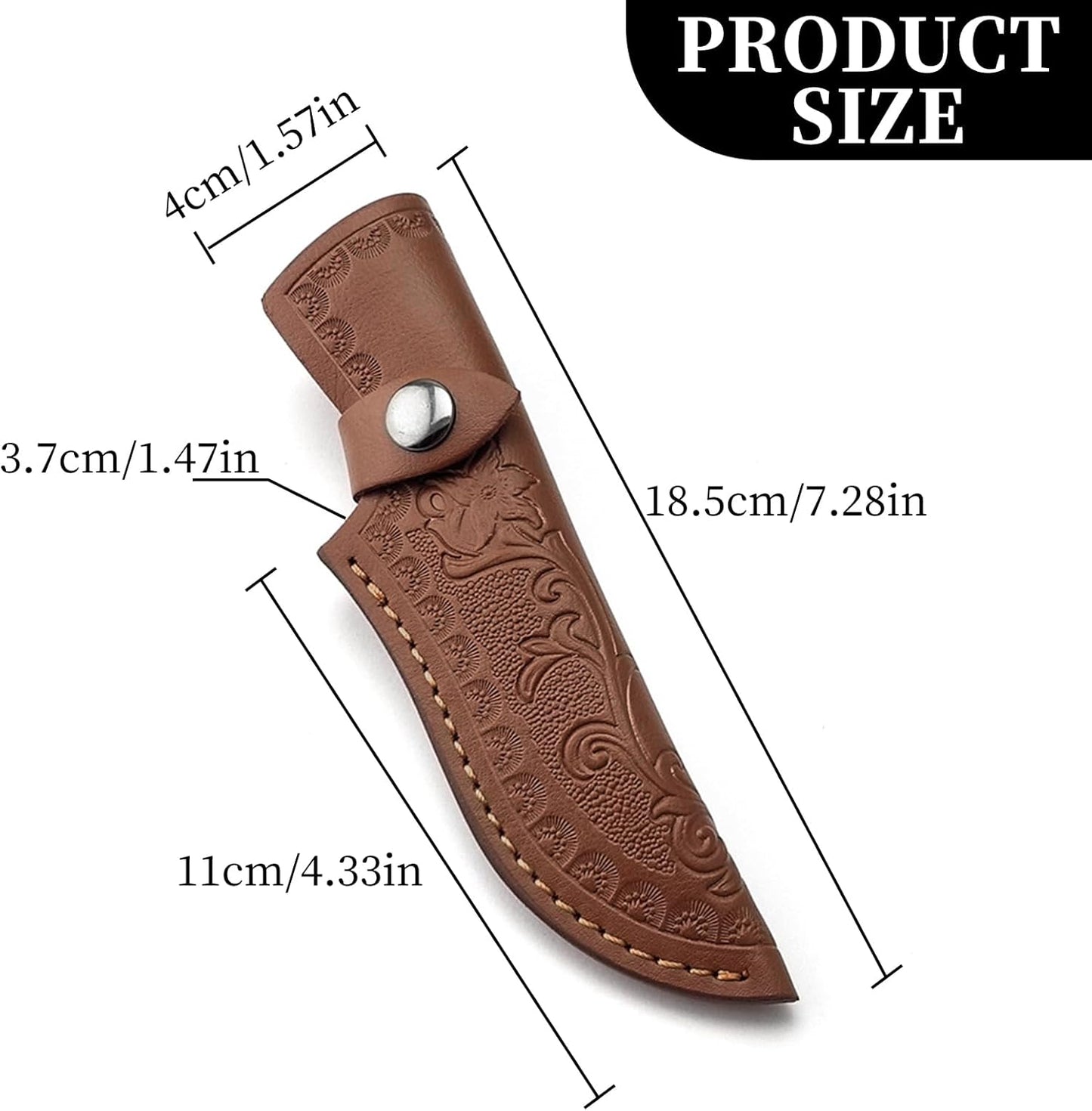 Funda cuero cuchillo fija con lazo cinturón y cierre EDC