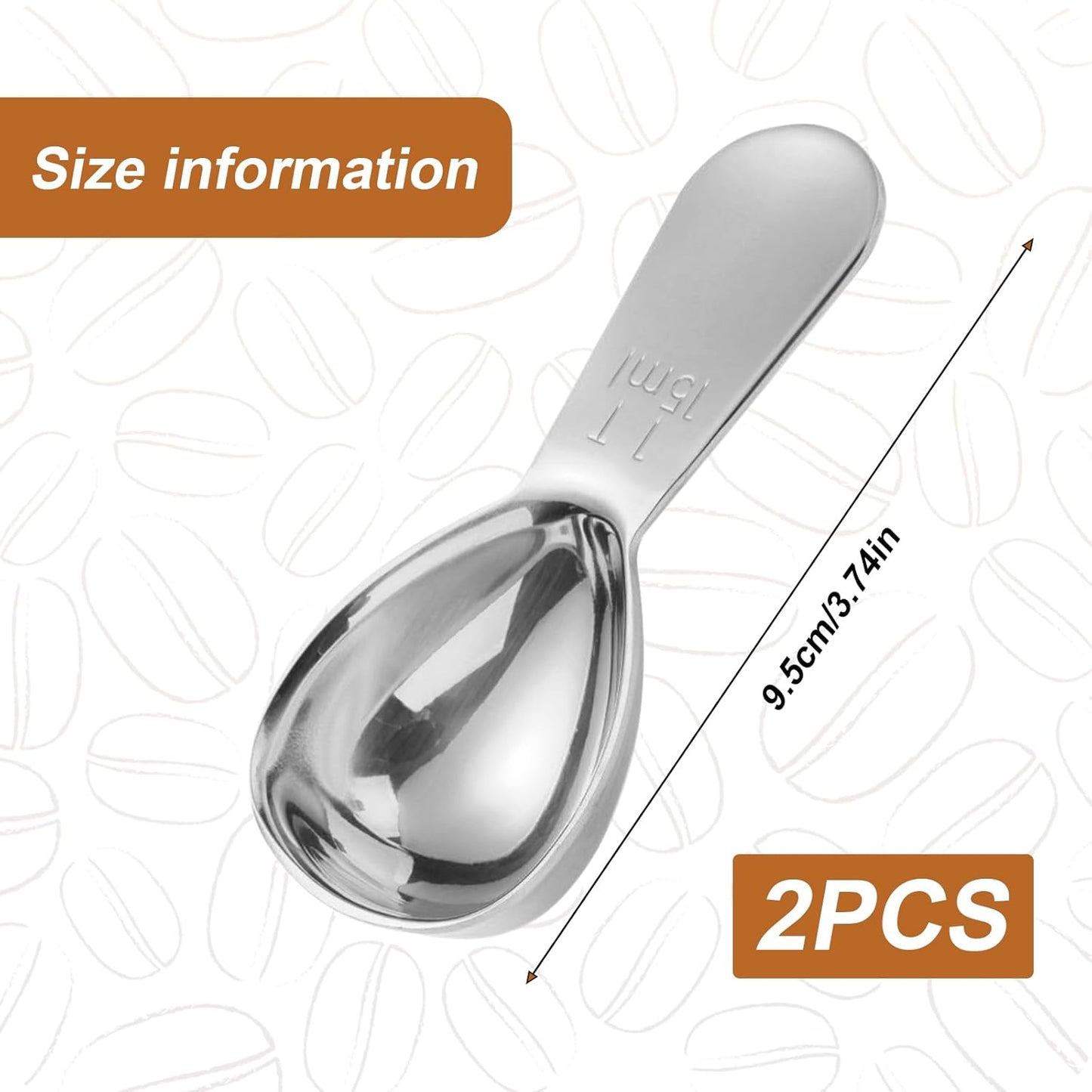 2 Cucharas Medidor Acero Inox 304 0.5oz para Café Molido
