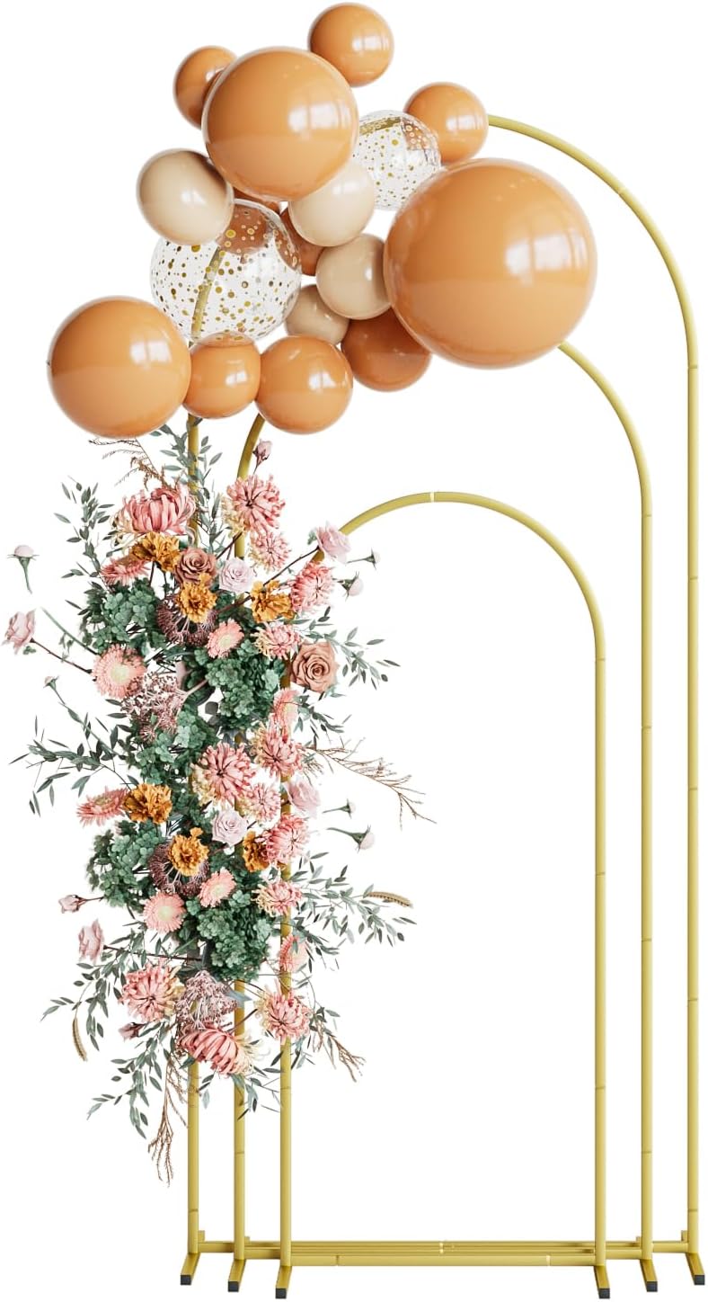 3 Arcos Boda Metal Dorado Soporte Globos 6x5x4pies