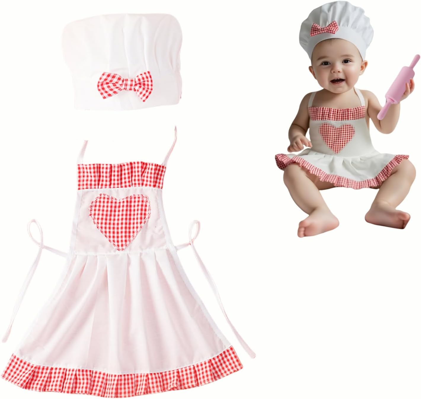 Set 2 accesorios foto chef y delantal bebé 8-24m