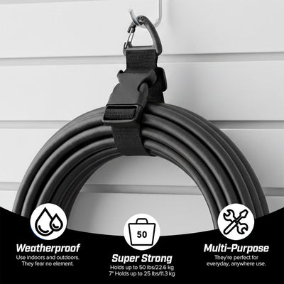 Pack 8 organiz. cables resistente 17pulg soporte pared garage