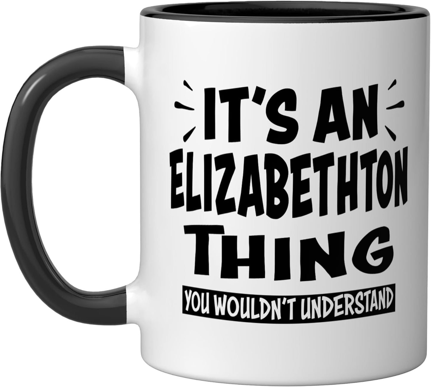 Taza cerámica Elizabethton Trip Lovers en negro/blanco
