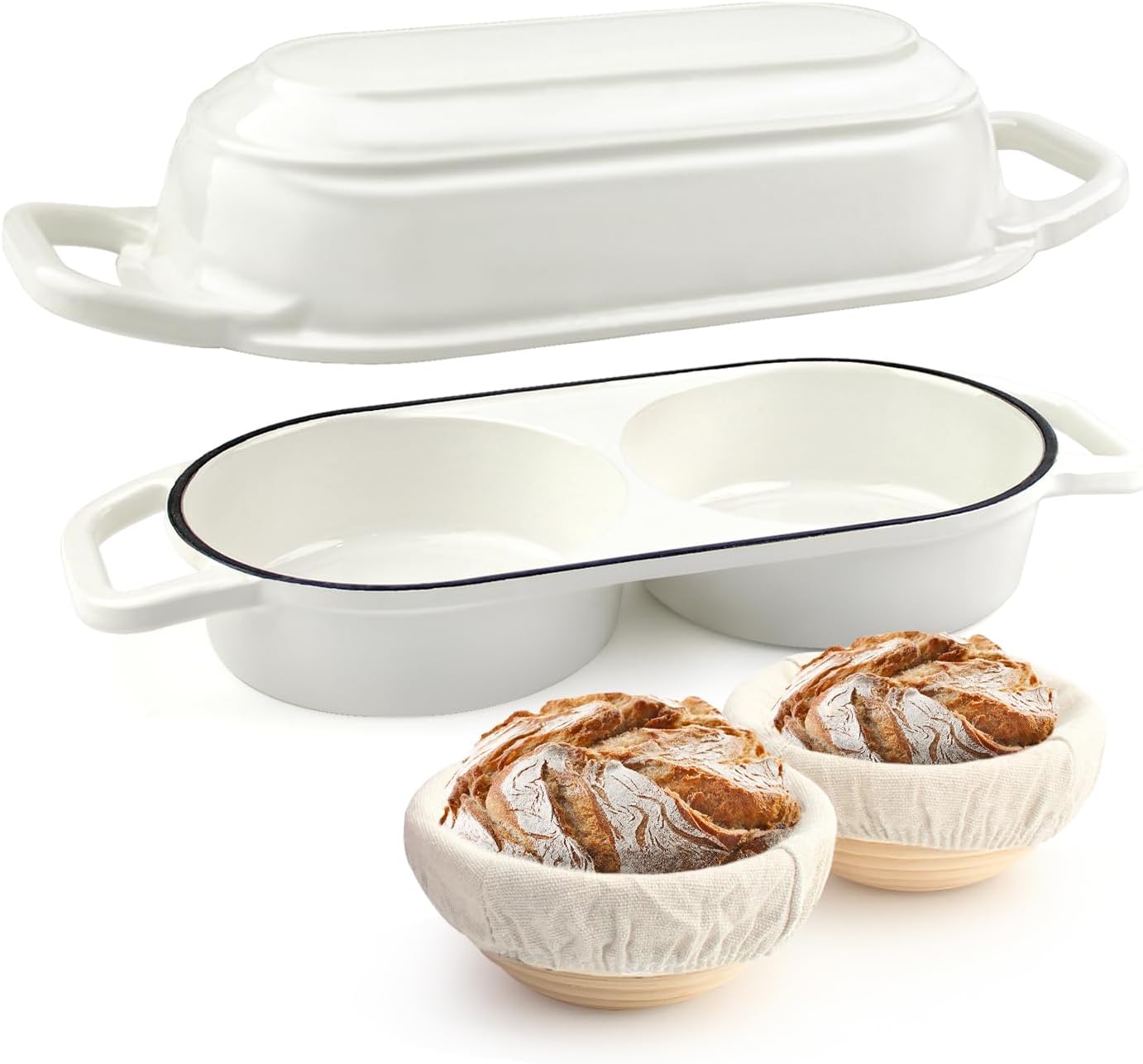 Horno Holandés Doble Esmaltado Hierro Fundido con Cesta Pan 5pulg