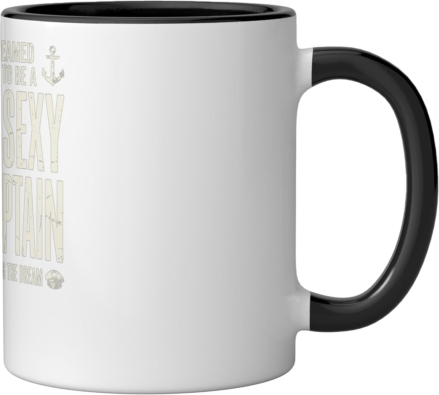 Taza Cerámica Capitán Barco Negro/Blanco