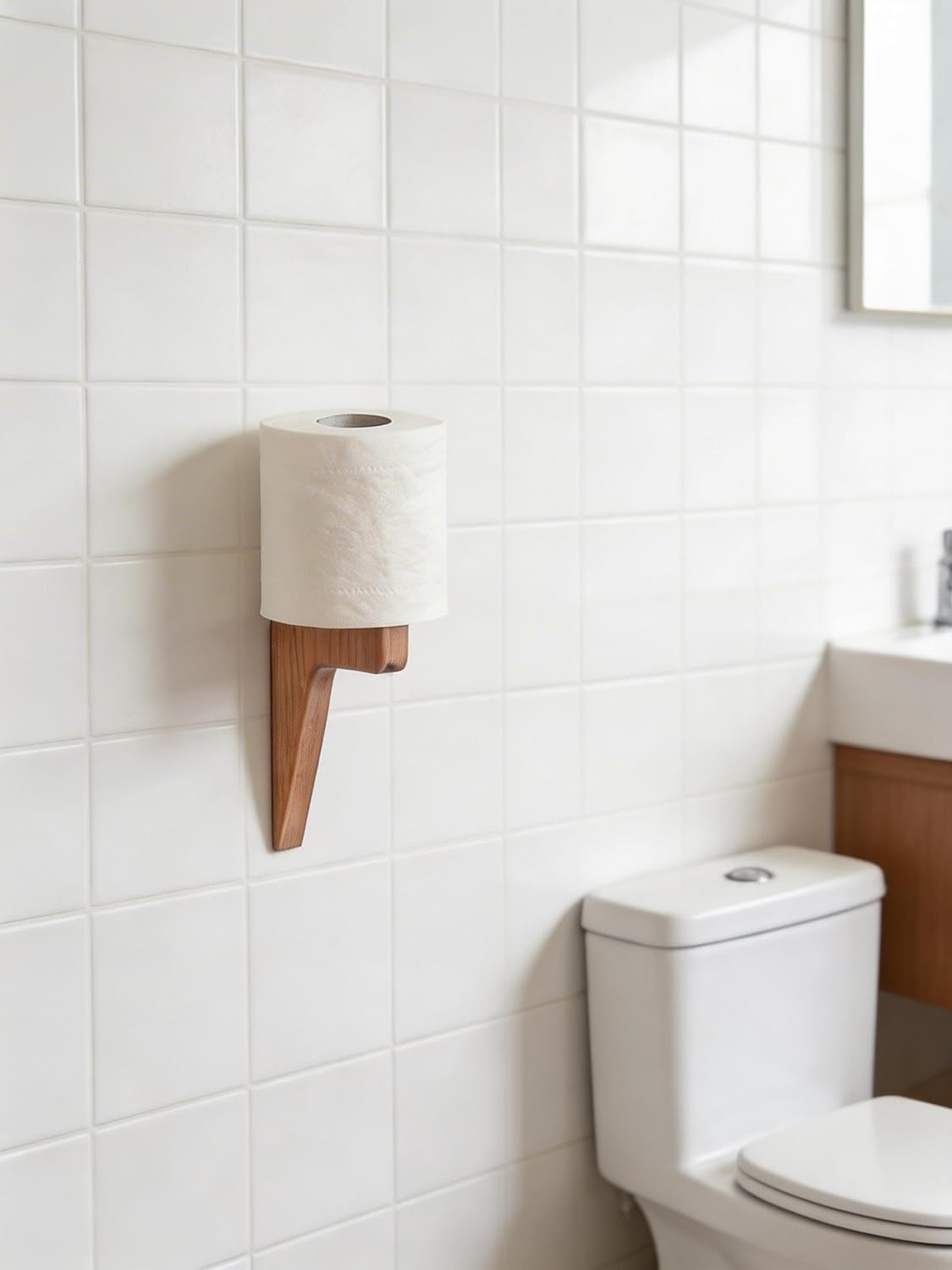 Soporte papel higiénico bambú para baño y cocina