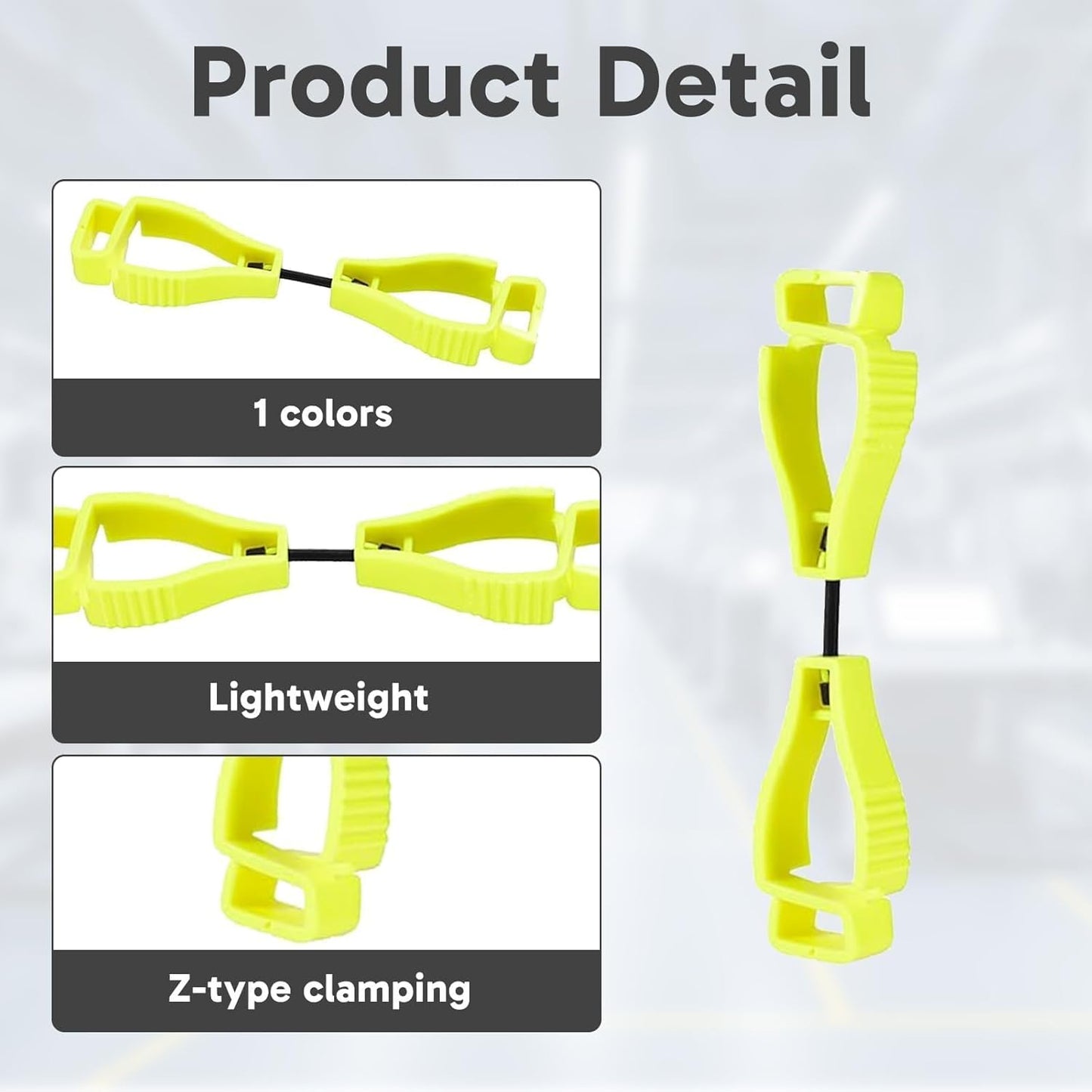 8 Clips Amarillos para Guantes Trabajo Construcción