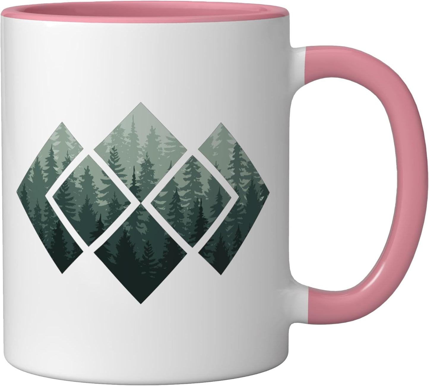 Taza cerámica vintage bosque animales naturaleza rosa/blanco