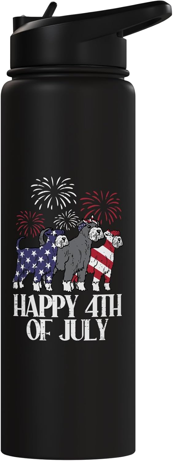 Botella de agua acero inoxidable insulada perros patrióticos 4th July