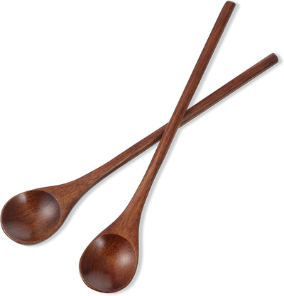 2 Cucharas Largas Madera Mango para Cocina Té Café