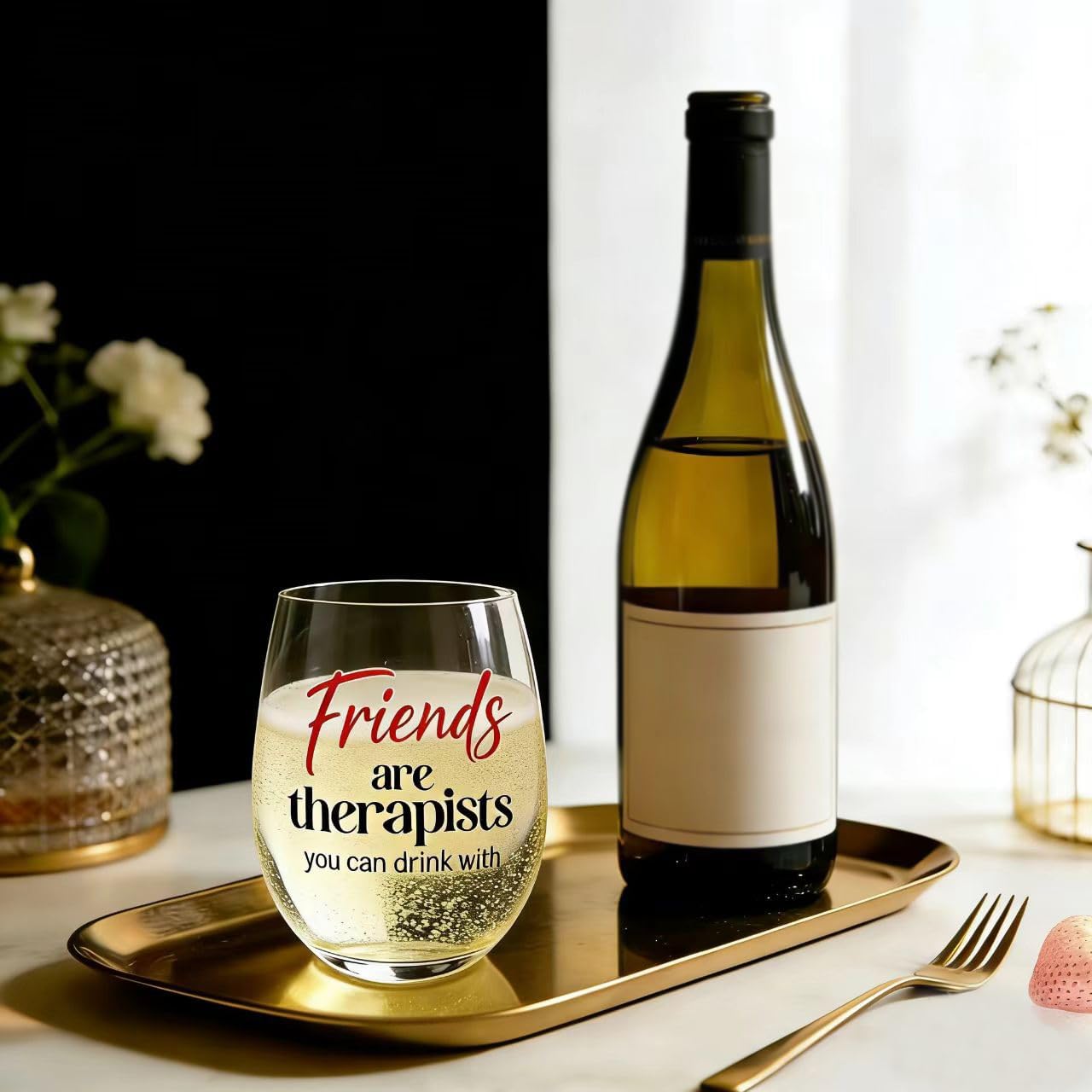 Copa de vino sin tallo regalo divertido para mujer