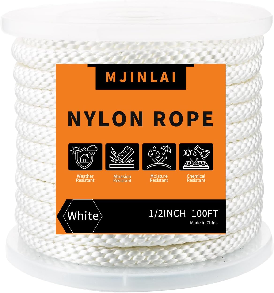 Cuerda nailon 1/2pulg 100ft resistente UV y abrasión multiusos