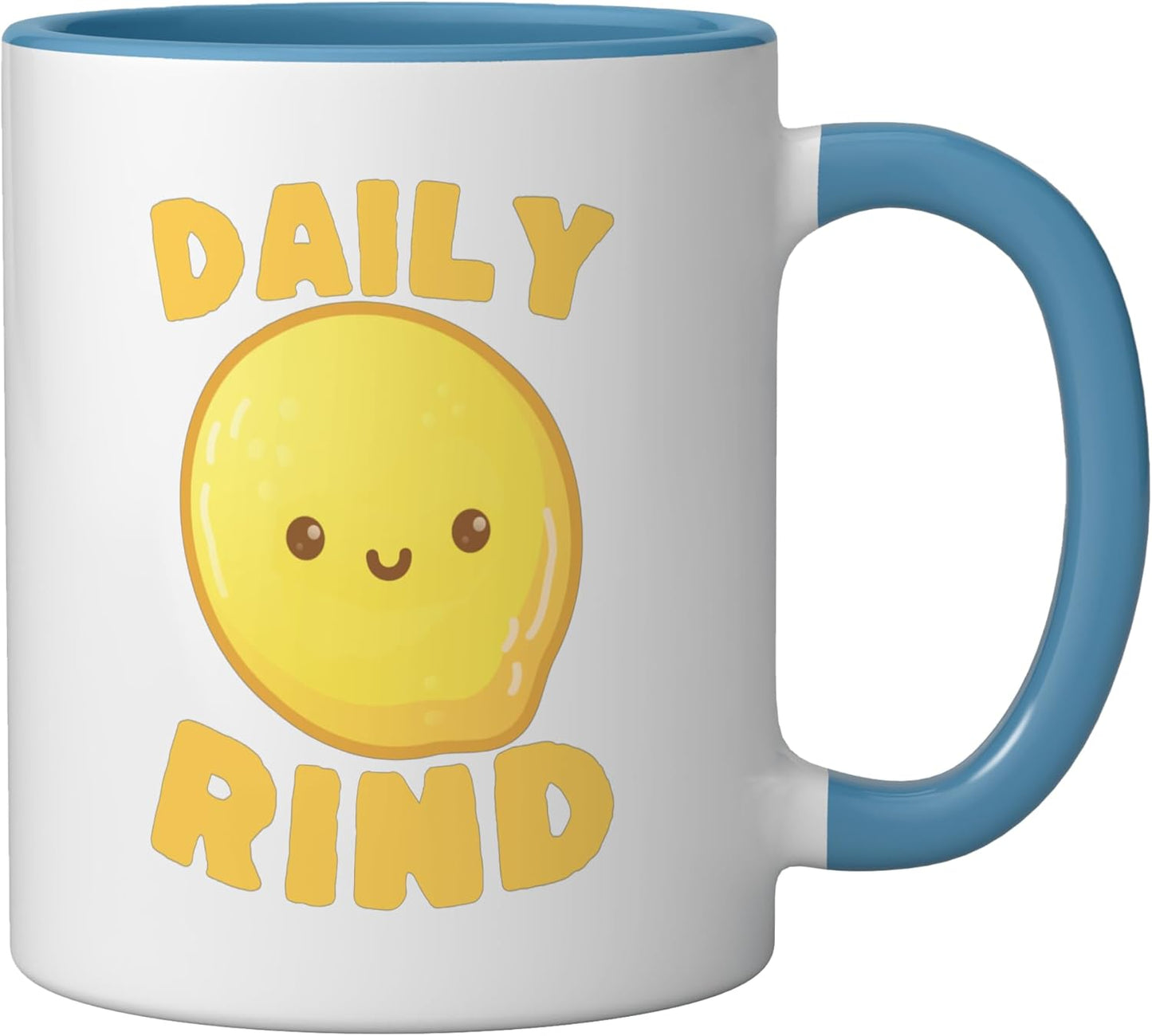 Taza cerámica de limón con humor azul/blanco