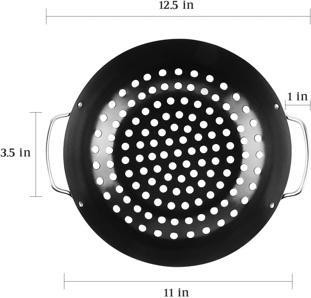 Wok redondo para parrilla con asa para verduras StriFry
