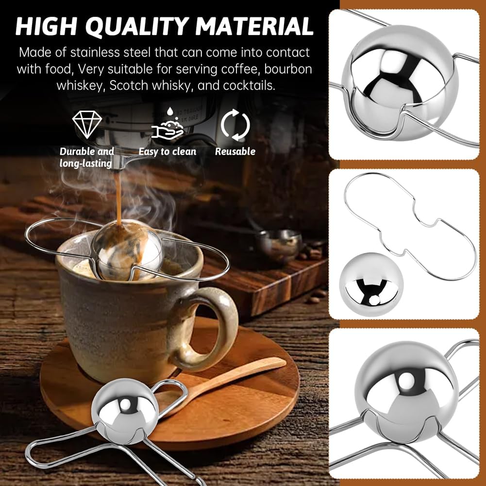 Paquete de 2 bolas de enfriamiento de espresso de acero inoxidable