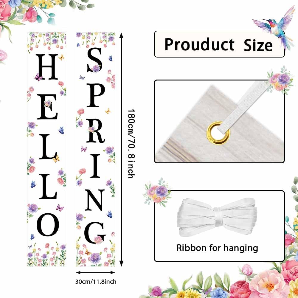 Letrero porche Hello Spring decorativo floral