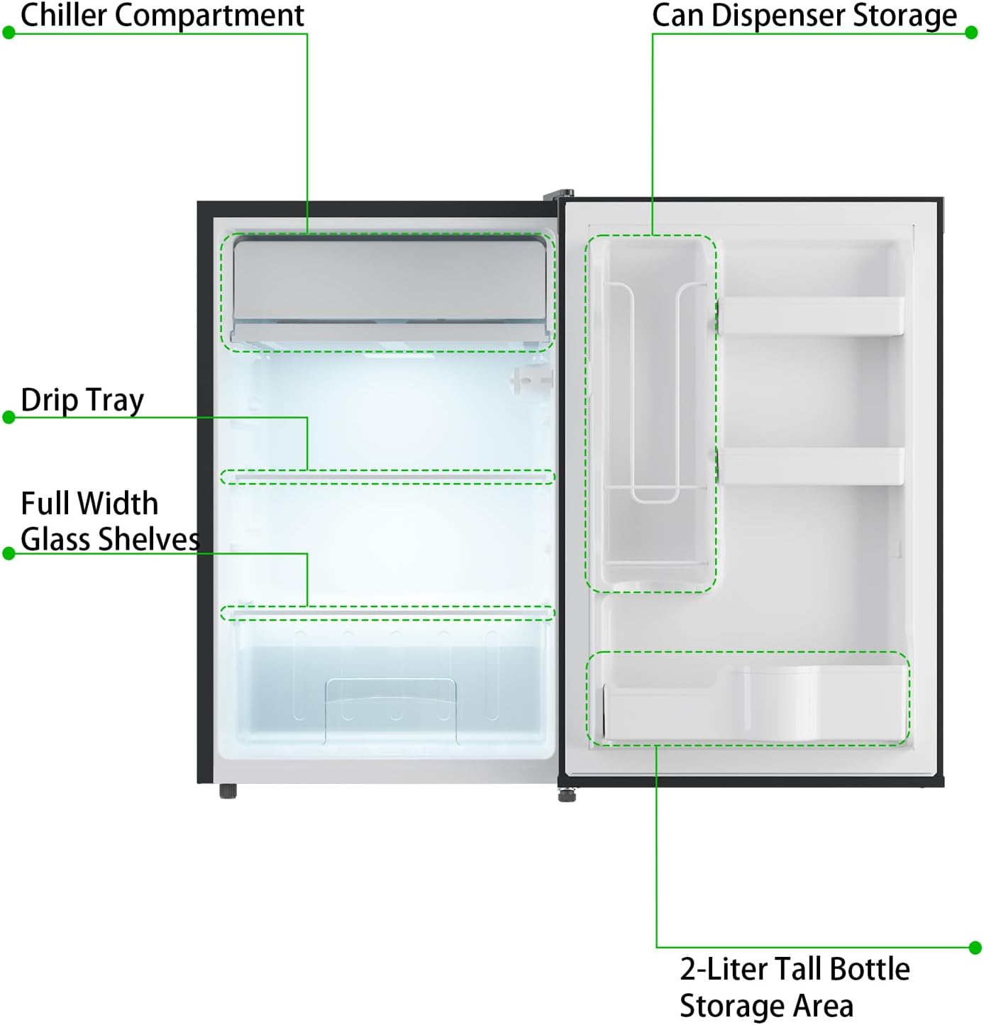 Mini refrigerador con congelador y control de temperatura