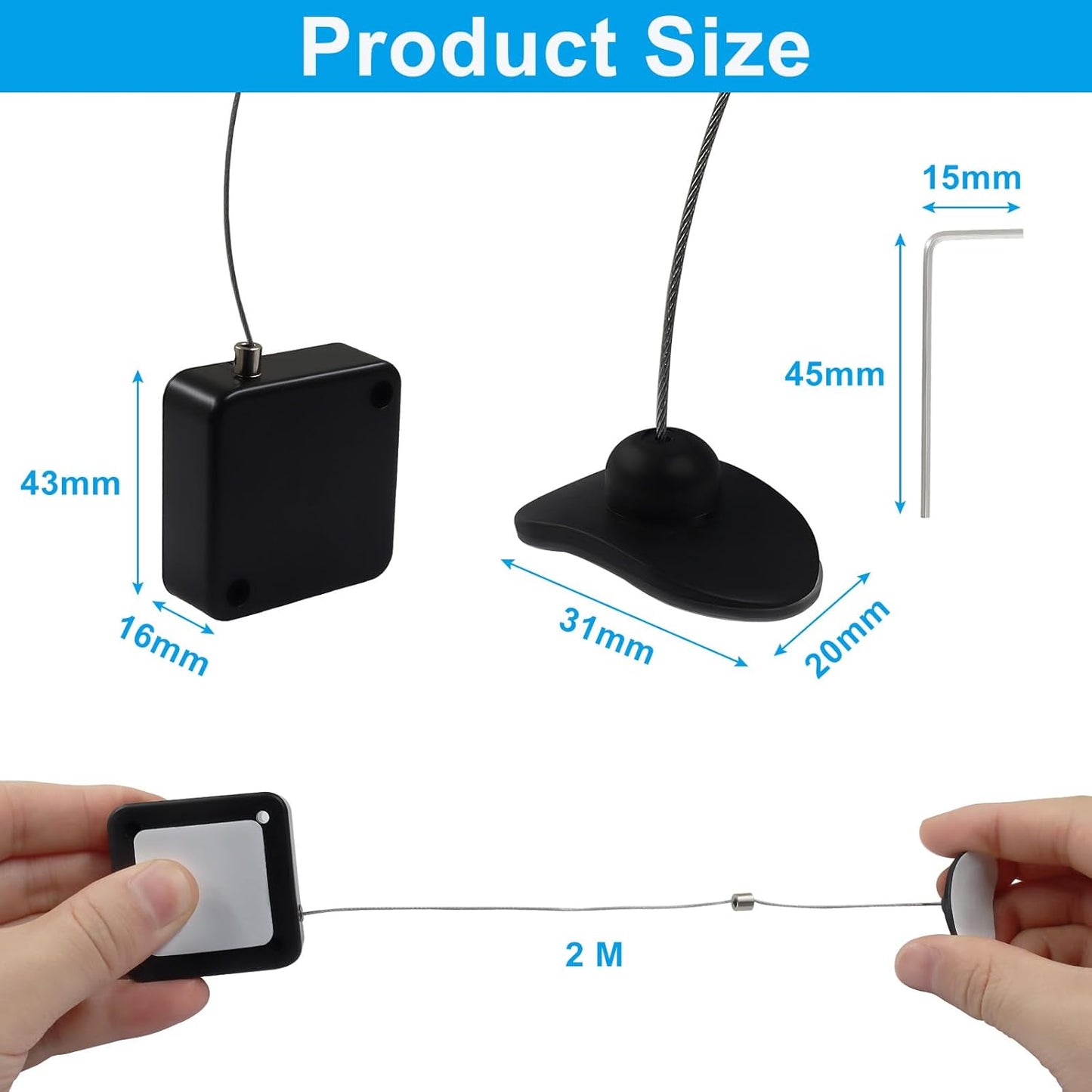Cable retractil control remoto 6.5ft ajustable para tv y tablets