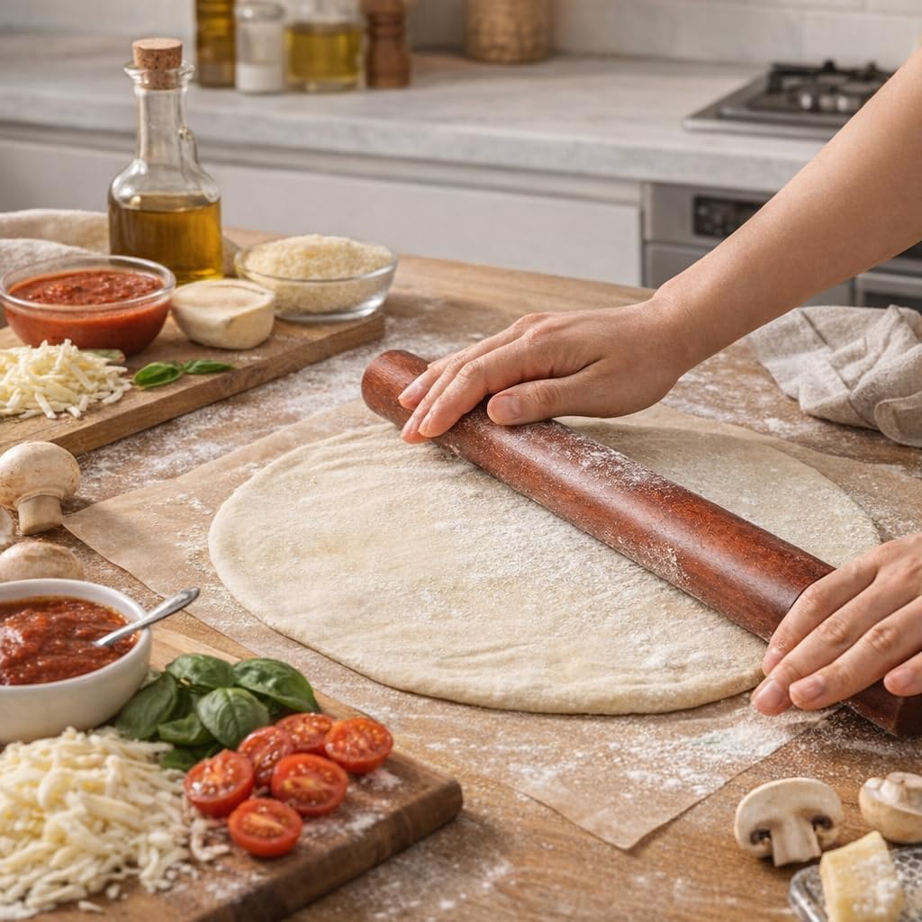 Rodillo madera 17pulg antiadherente para hornear pizza fondant