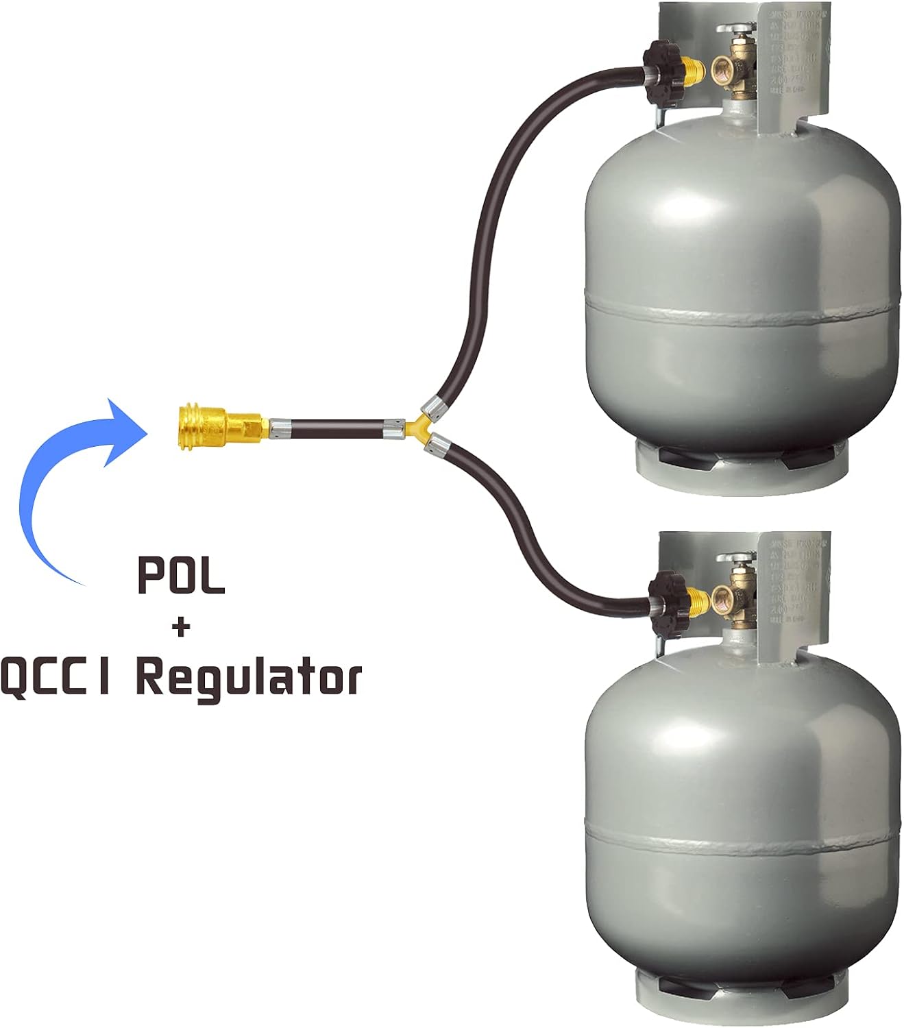 Adaptador manguera propano doble POL 2 vías QCC1