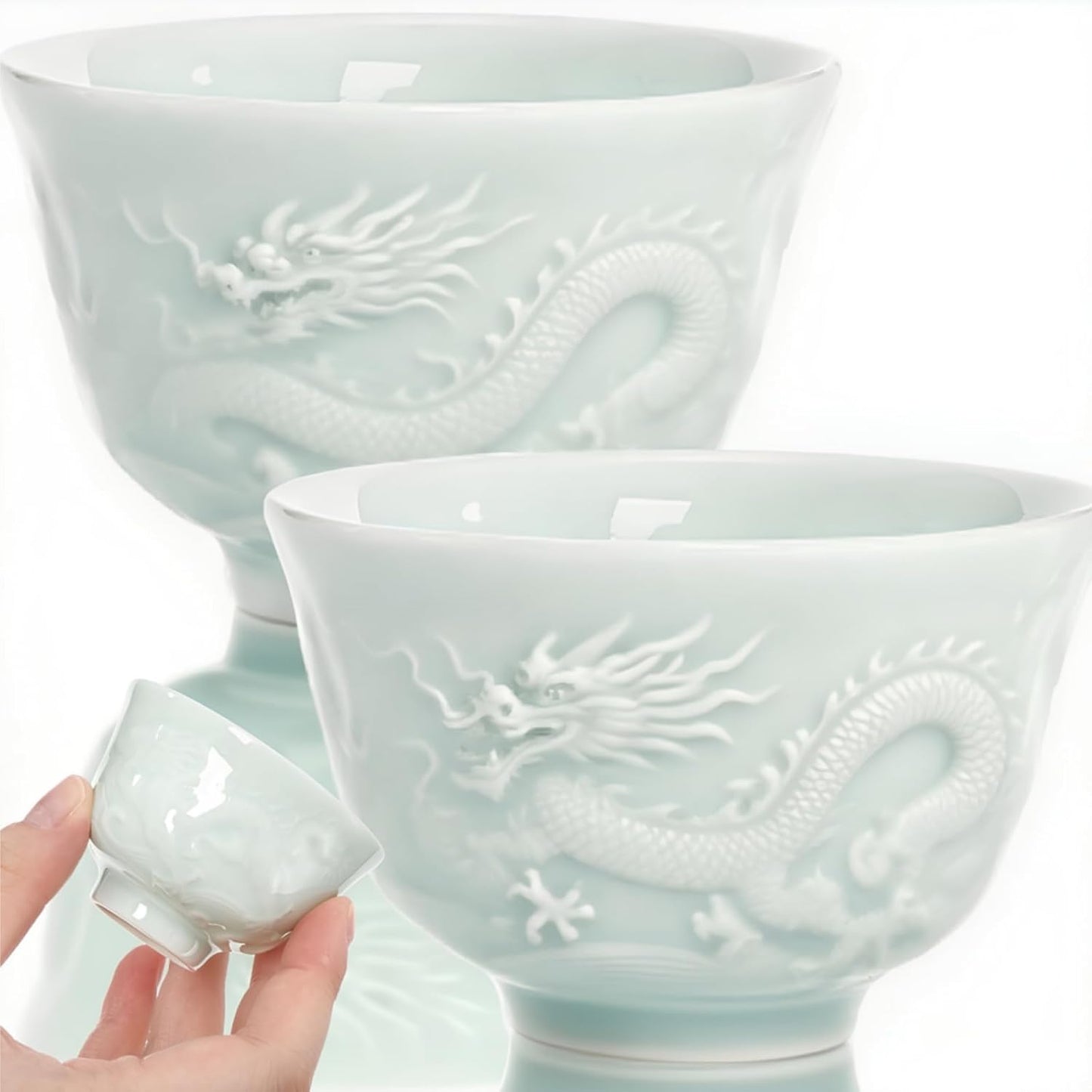 2 tazas de té de cerámica china hecha a mano sin mango para ceremonia kungfu